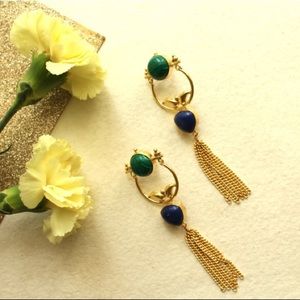 Emerald green tassel earrings - Brand new!